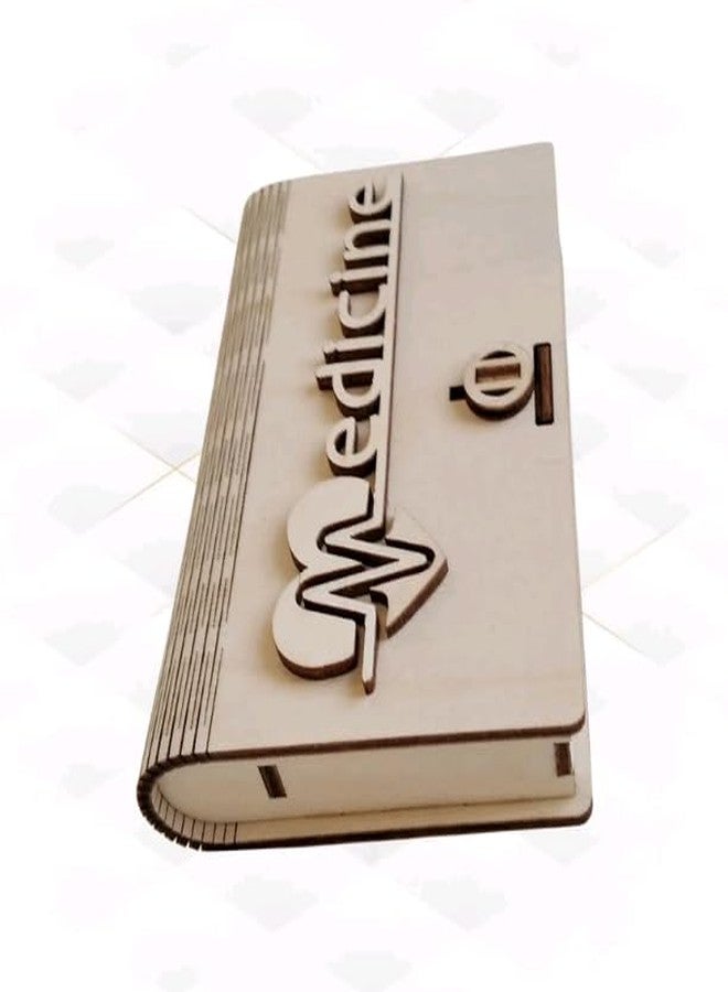 MeeCraft Wooden Pill Dispenser - Medicine Box, 8.5x12.7x2.6 cm (Beige) - Image 3